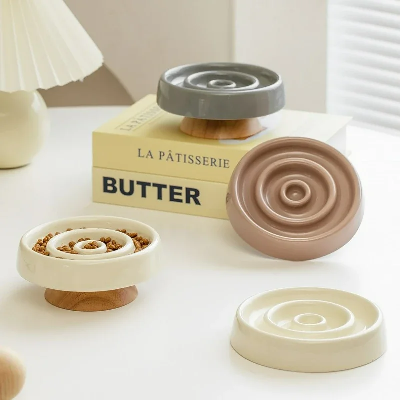 New Ceramic Cat Slow Food Bowl Anti-choking Small Dog Food Bowl Pet Supply Small Dog Accessories Pet Products