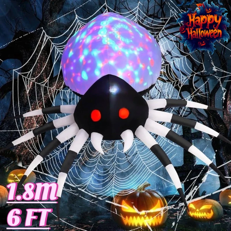 

6FT Halloween Inflatable Toys Spider Holiday Decoration with Magic Light Blow Up Inflatables for Outdoor Yard Lawn Decor Garden