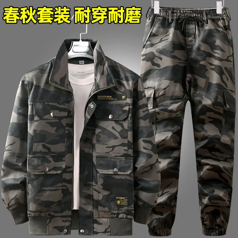 위장 의류 얼룩 방지 작업복 단일 조각 정장 남성용 화상 방지 및 내마모성 수리 현장 노동