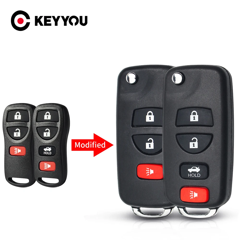 

Чехол-брелок KEYYOU для автомобильного ключа Nissan Sentra Armada 350Z Altima Maxima Infiniti FX35 EX35 FX45 QX56 G35 M45 I35, модифицированный ключ