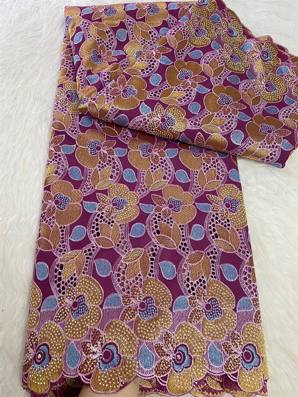 

2025 African Nigerian for Dress Sewing High Quality Tulle Lace Fabric Damask Cotton Pure Embroidery Wedding Party 5Yard JH0068