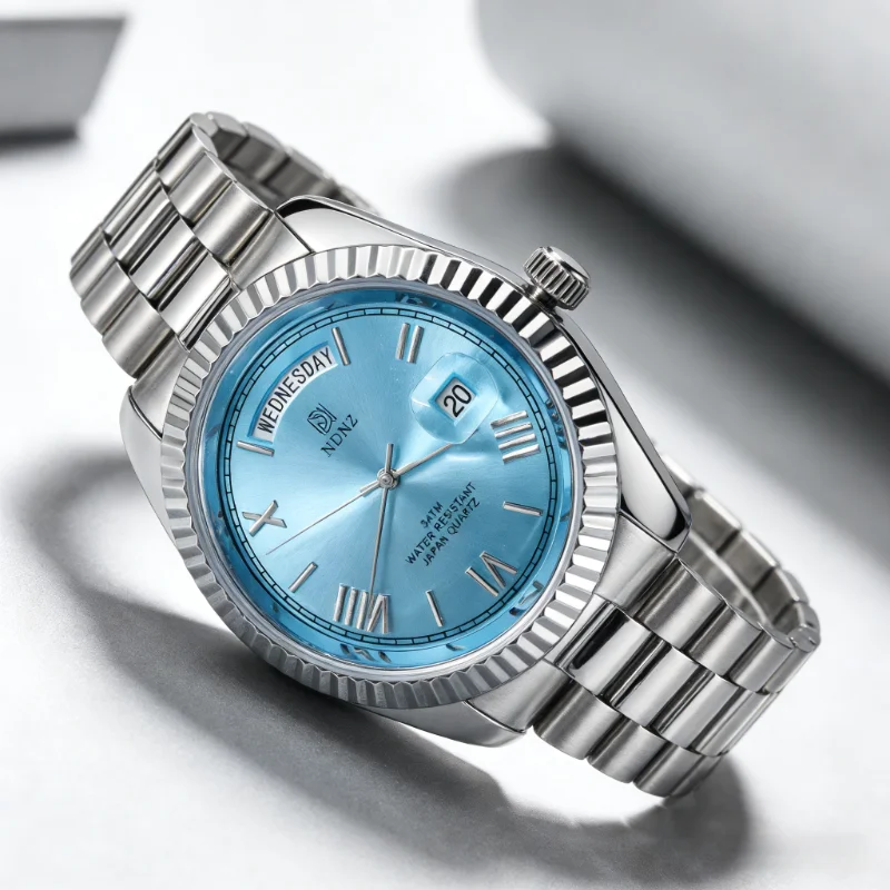 

Модные мужские часы NDNZ, роскошные кварцевые часы с таймером и датой, водонепроницаемые стальные часы, деловые мужские часы