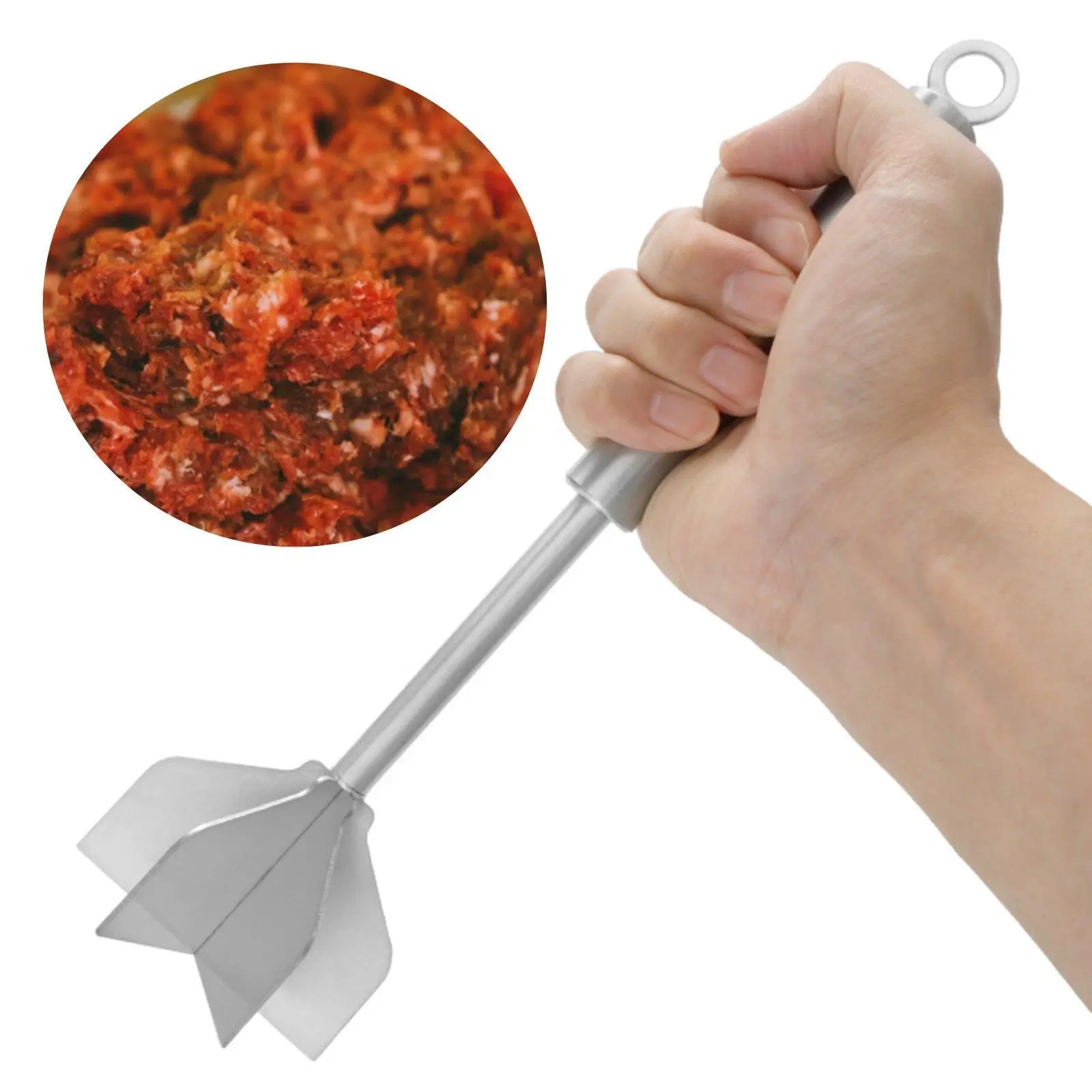 Professional Meat Masher Utensil Long Handle Hamburger Grinder Multifunctional Kitchen Tool for Mixing