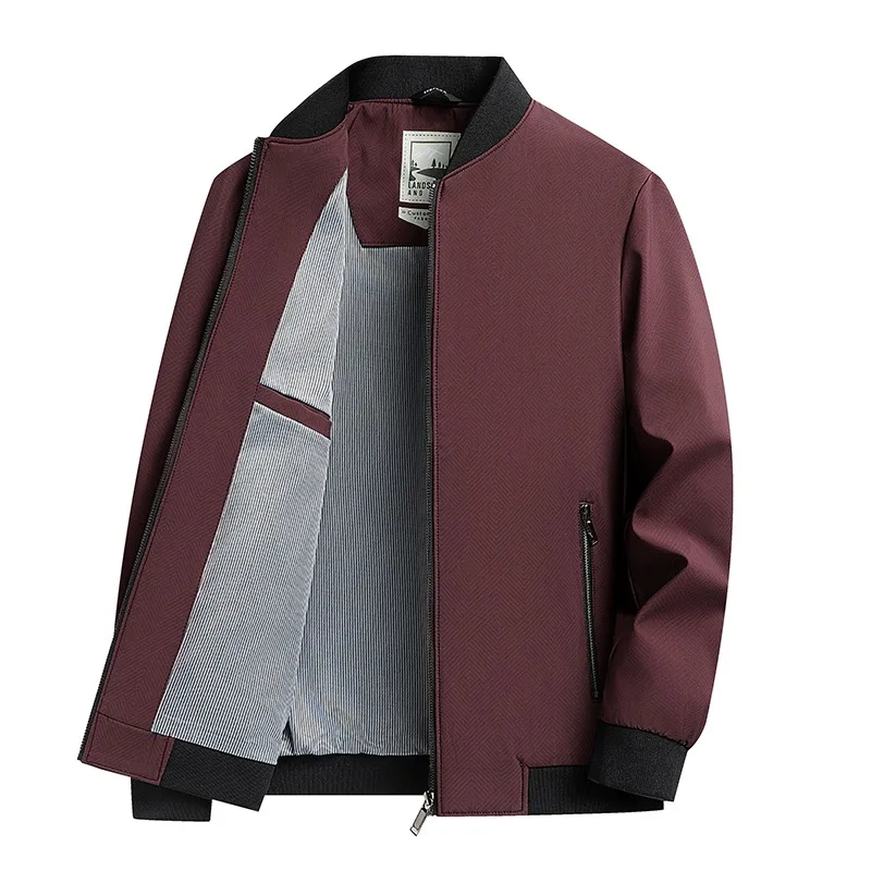 

2025 Autumn Stand Collar Jacket Men's Classic Solid Color Business Casual Bomber Jackets Loose Social Streetwear Outwear Coats