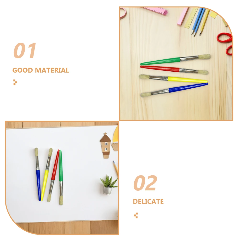 4Pcs 's Paint Brush Set Premium Bristle Watercolor Brushes for Beginner Painting Practice Paint