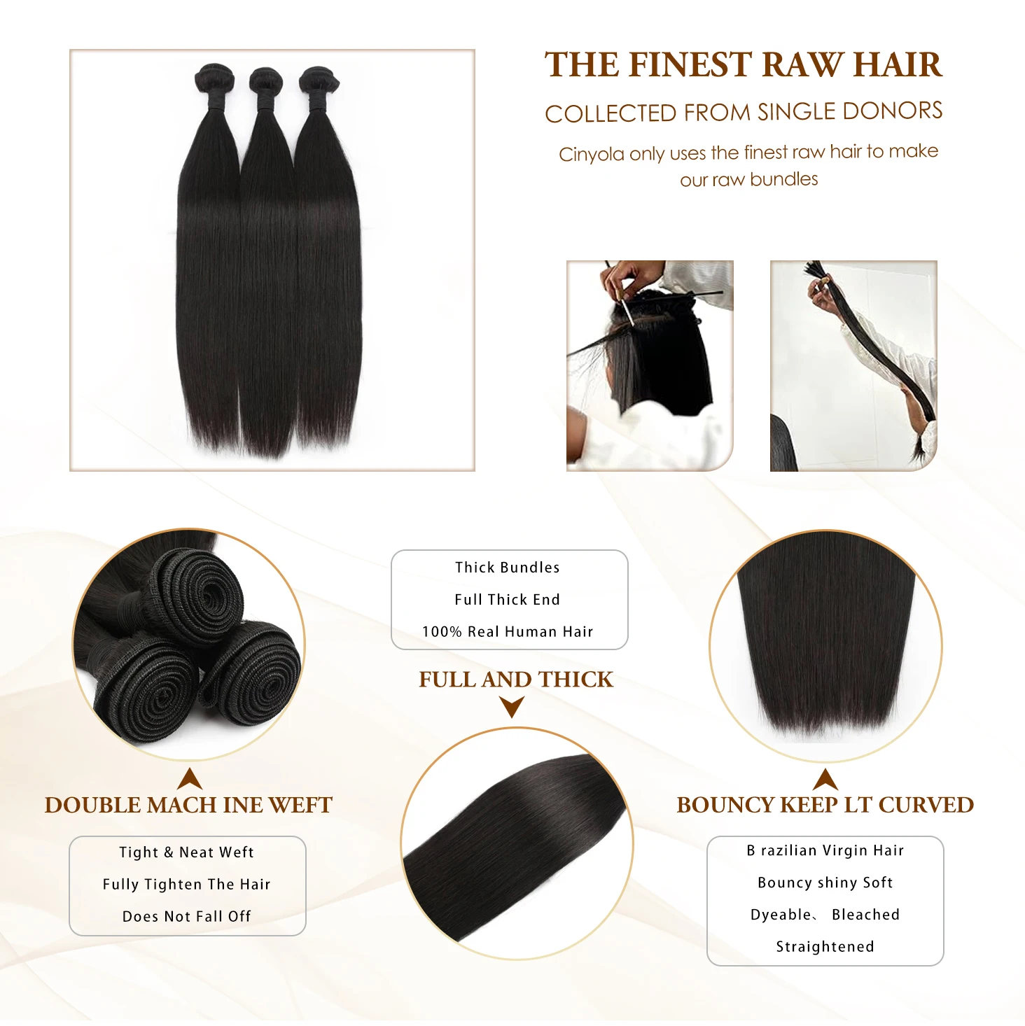 12A 30インチ ストレート未加工人毛 3/4束 100%人毛エクステ ナチュラルブラック束カラー 女性用卸売