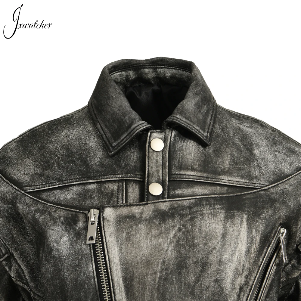 Jxwatcher Women\'s Real Leather Jacket Fashion Genuine Sheepskin Coat With Belt Ladies Spring Leather Jacket Sleeve Removable