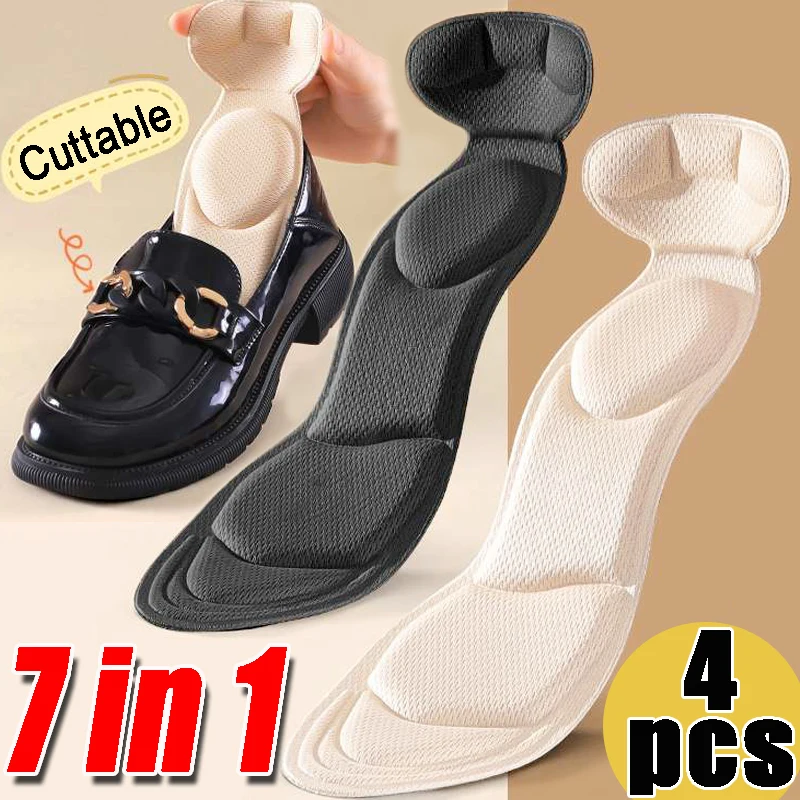 4pcs Soft Memory Foam Insoles High-heel Shoes Insoles Anti-slip Cutable Insole Comfort Breathable Foot Care Massage Shoe Pads