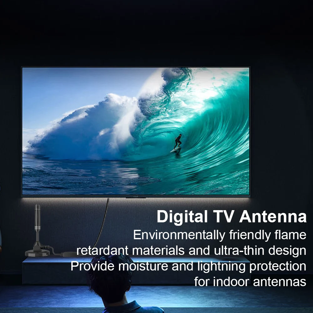 Amplified HDTV Antenna 37dB High Gain Multi-use HDTV Digital Box Indoor Antenna Home TV Aerial Support 4K 1080p All Television