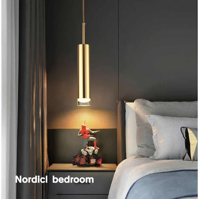 

Modern Led Spotlight for Bedroom Bedside Hanging Lamp Nordic Gold Hotel Ceiling Chandeliers Double Decoration Lighting Fixtures