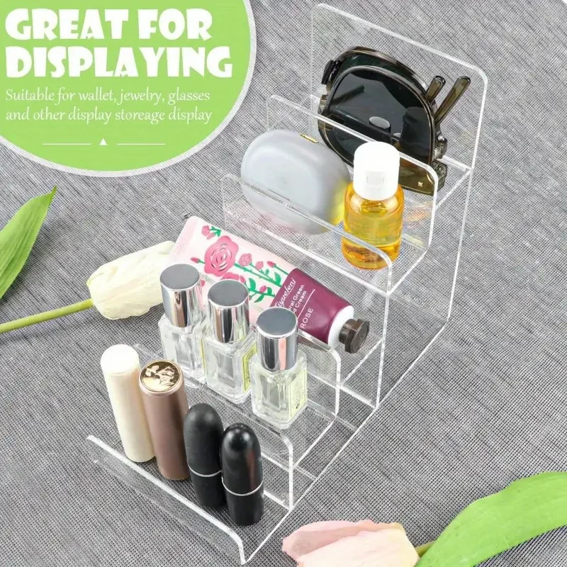 Acryl-Displayständer, transparent, 2-5 Ebenen, Handtaschen- und Schmuckständer, Organizer, Make-up-Aufbewahrungsregal – Detail 5