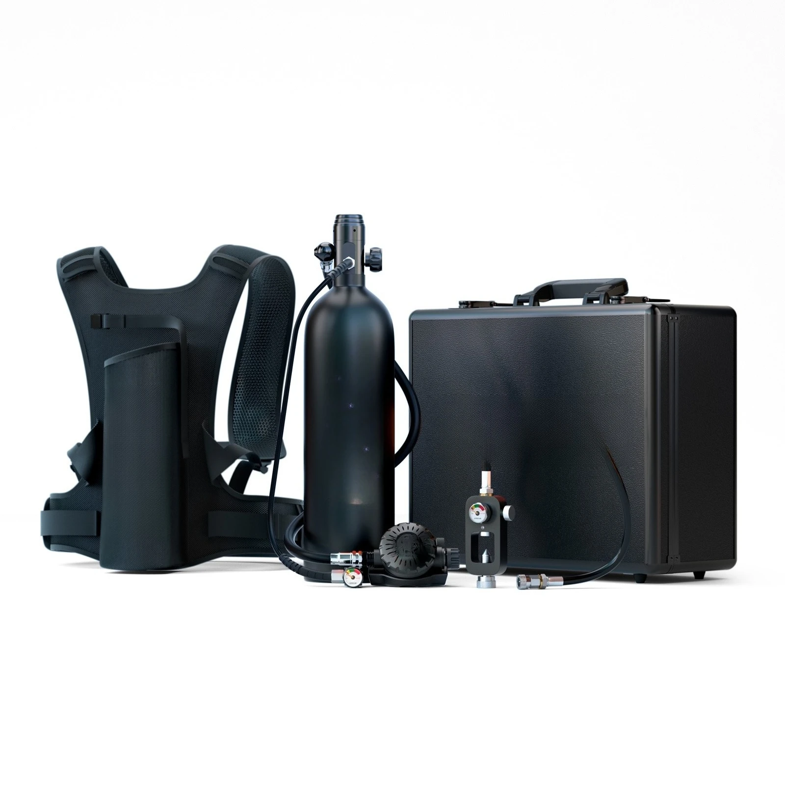 

Outdoor scuba diving, underwater breathing apparatus, and rescue diving equipment
