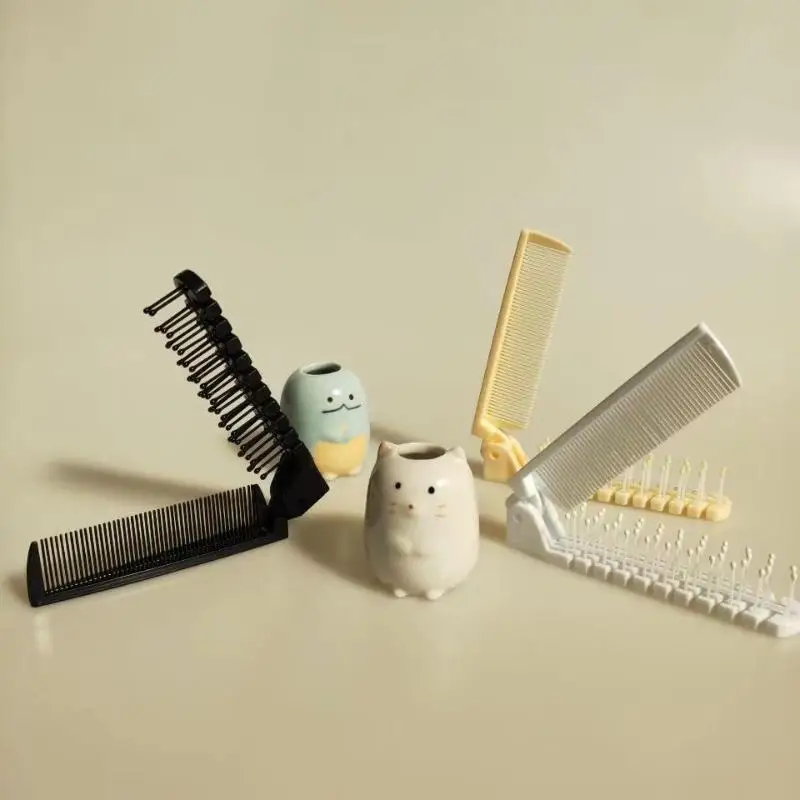 Portable Travel Folding Comb Brush Anti-static Styling Massage Comb Professional Hair Styling Tool Special For Real Hair Wigs