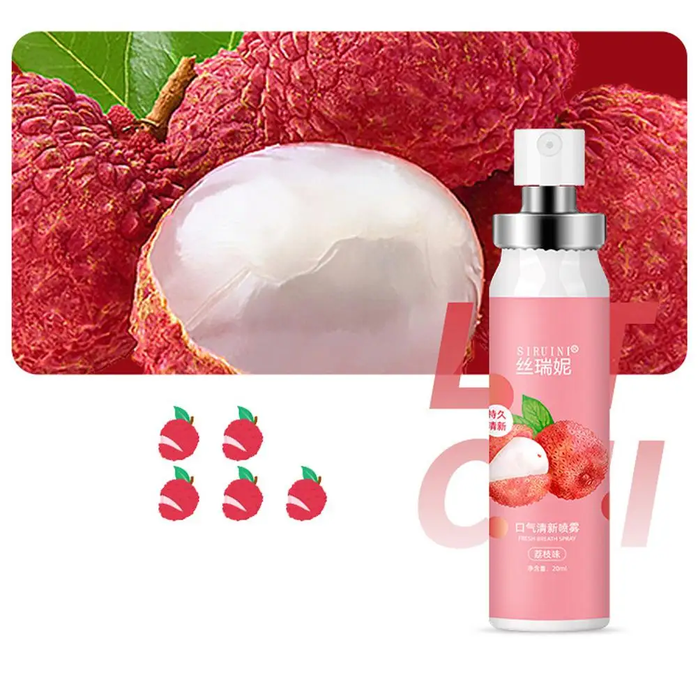 20Ml Verse, Blijvende Mondspray Mondverfrisser Orale Geurbehandeling Orale Verwijdering Slechte Adem Fruit Litchi Perziksmaak