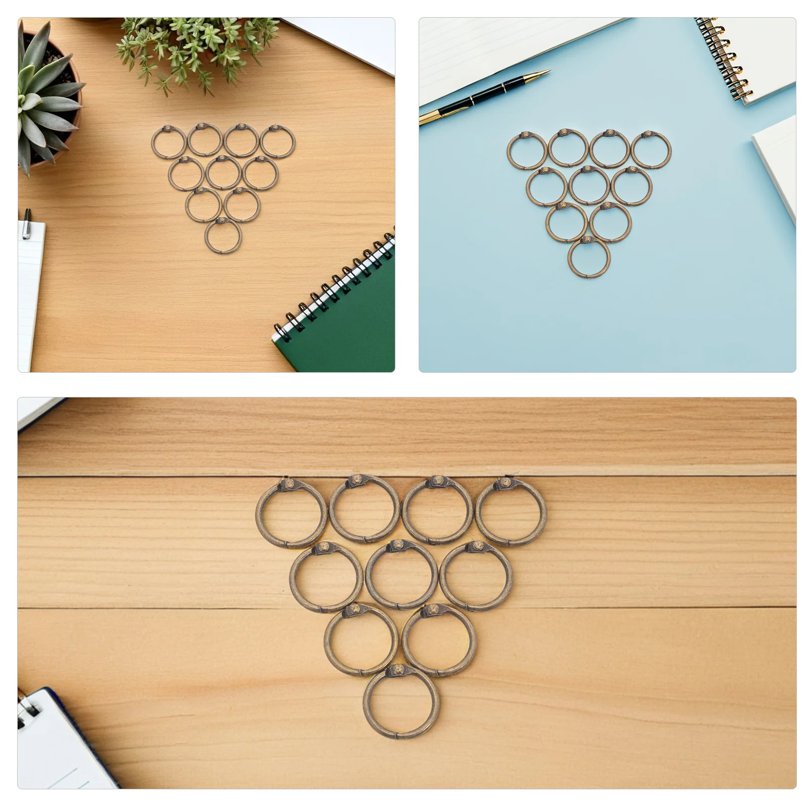 50Pcs Loose Leaf Binder Rings Metal Golden Book Binding Ring Removable Openable Hinged Buckle for Notebook Planner Index Cards