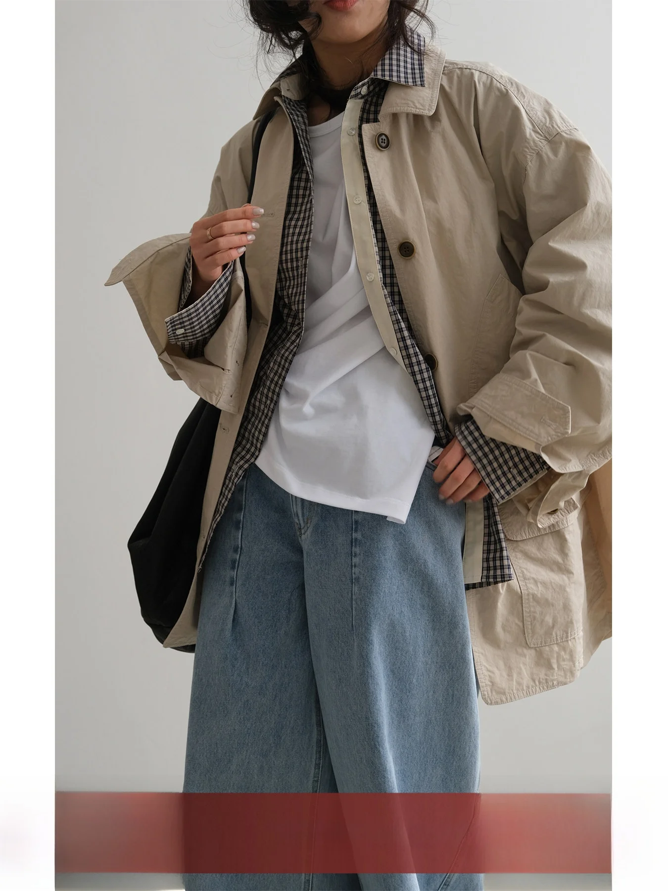 

Retro Film Feel Graphite Washed Lightweight Single Buttoned Structured Jacket Coat Straight Cut Long Sleeve Cotton Short Length