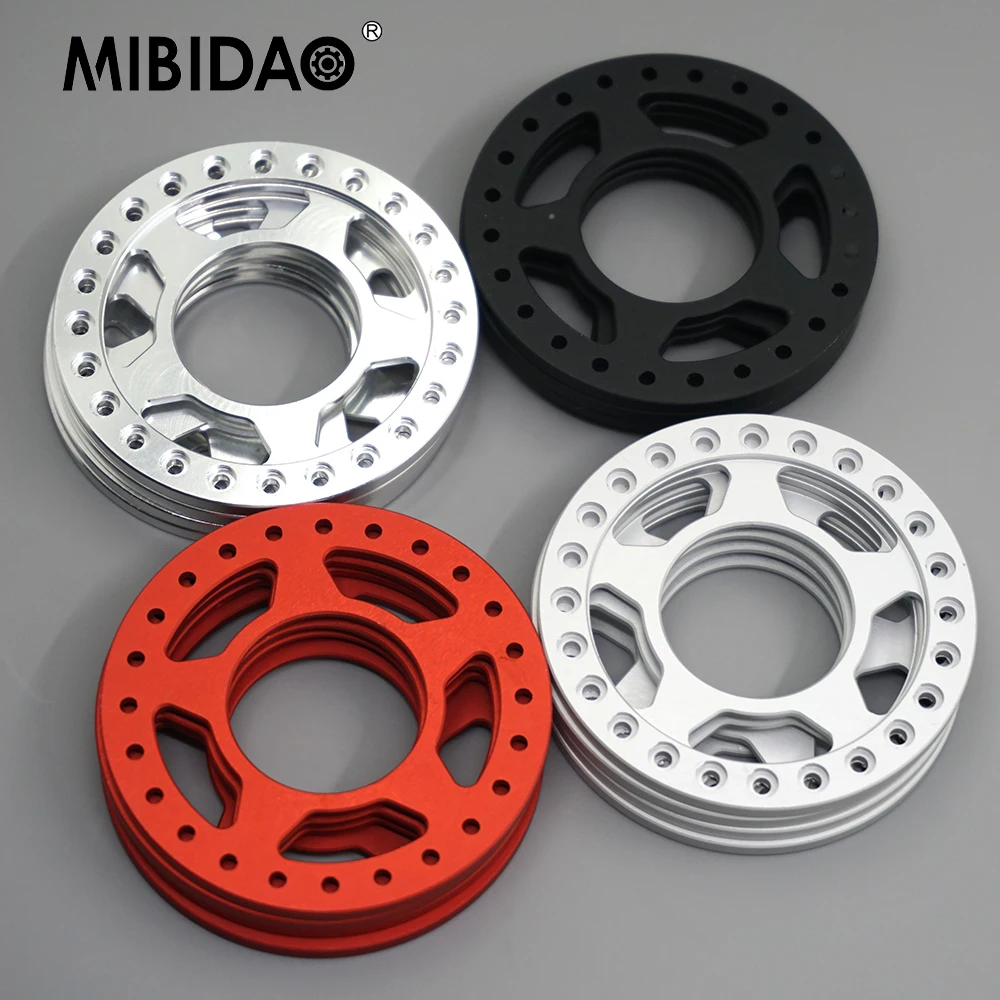 MIBIDAO 4Pcs Aluminum Alloy 1.9inch 52mm OD Beadlock Wheel Rims Outer Rings for Axial SCX10 TRX4 1/10 RC Crawler Car Truck Model