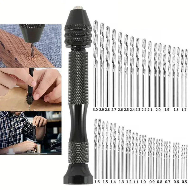 59pcs Alloy Steel Hand Drill Bit Set With Pin Vise Hand Drill 48pcs Micro Twist Drill Bit 10pcs PCB Mini Drill Bit Craft Carving