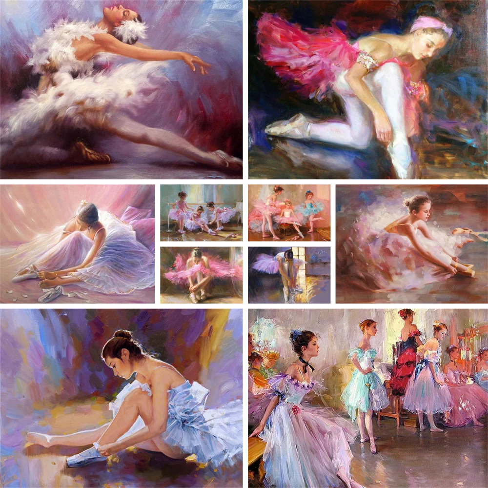 

Cartoon Girl Ballet Printed Fabric Cross-Stitch Set Embroidery Knitting Hobby Handicraft Handiwork Magic Room Decor For Adults