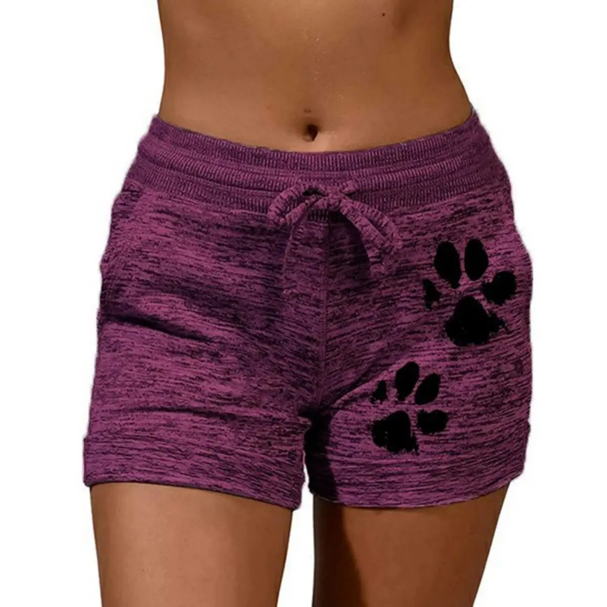 Foreign trade women\'s printed bottoming quick-drying shorts yoga pants casual sports waist lace-up elastic shorts