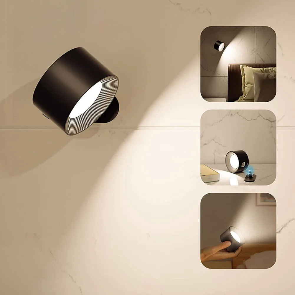 

Wall Lights 360° Magnetic Ball Rotate LED Sconces USB Rechargeable Dimmable Touch Control Cordless Wall Mounted Reading Lamp