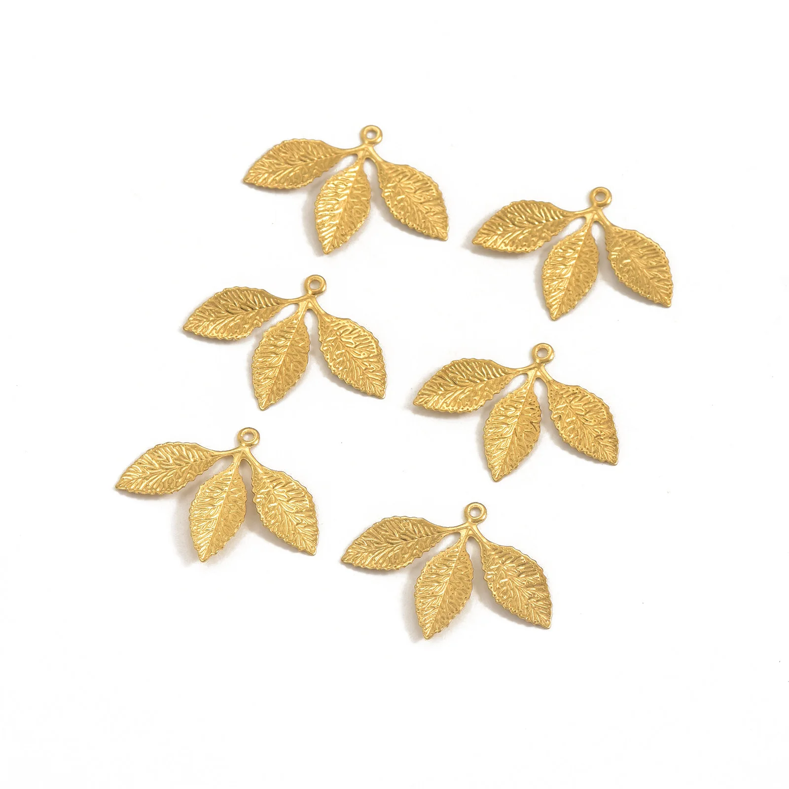 

200PCS New Brass Charm 3 Leaves Pendants DIY Earrings Necklace Making Supplies Handmade Crafts Accessories Material Package