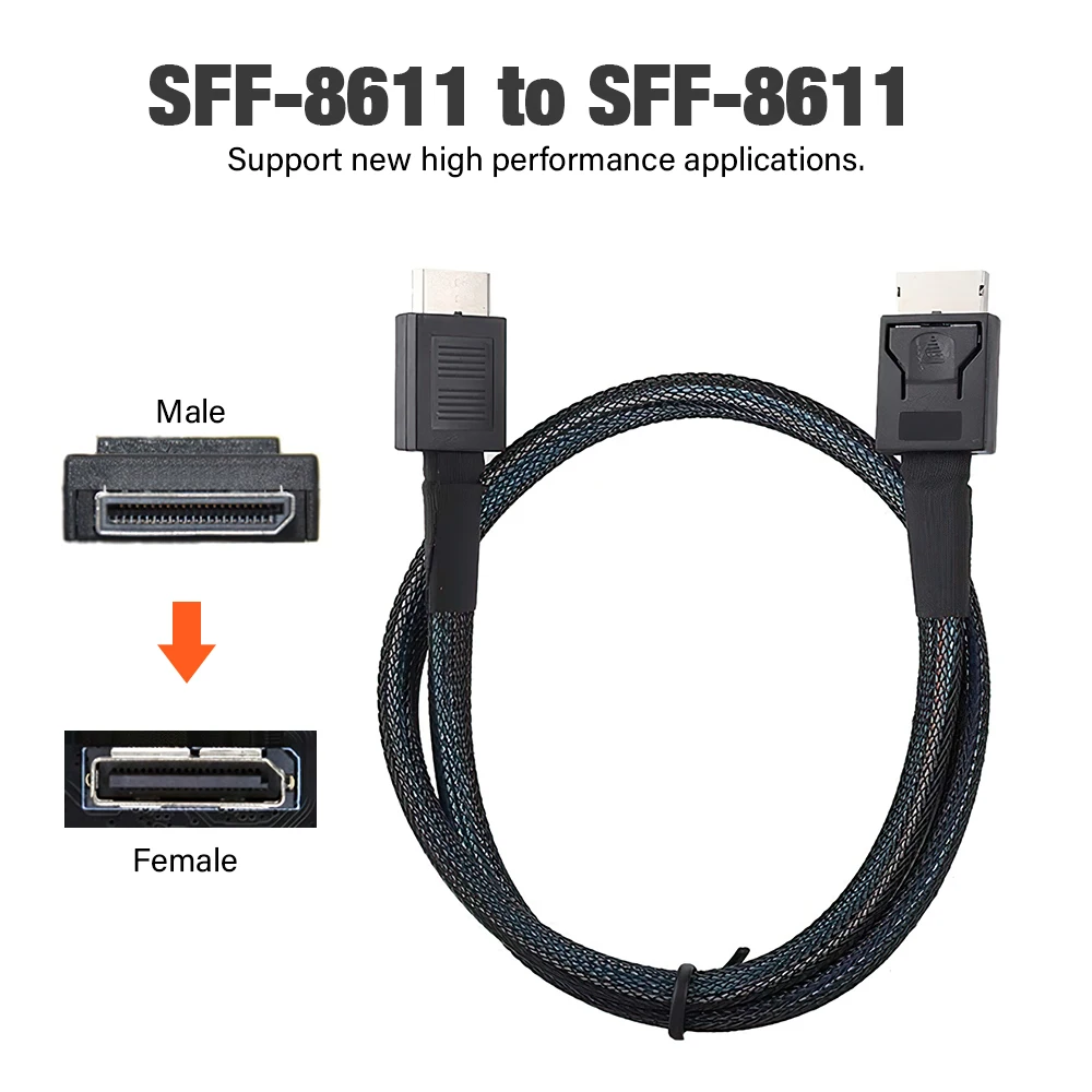 ل PCIe Oculink SFF 8611 4I إلى Mini SAS SFF-8611 4I خادم كابل فائق السرعة تمديد البيانات ذكر إلى ذكر سلك نقل البيانات #6