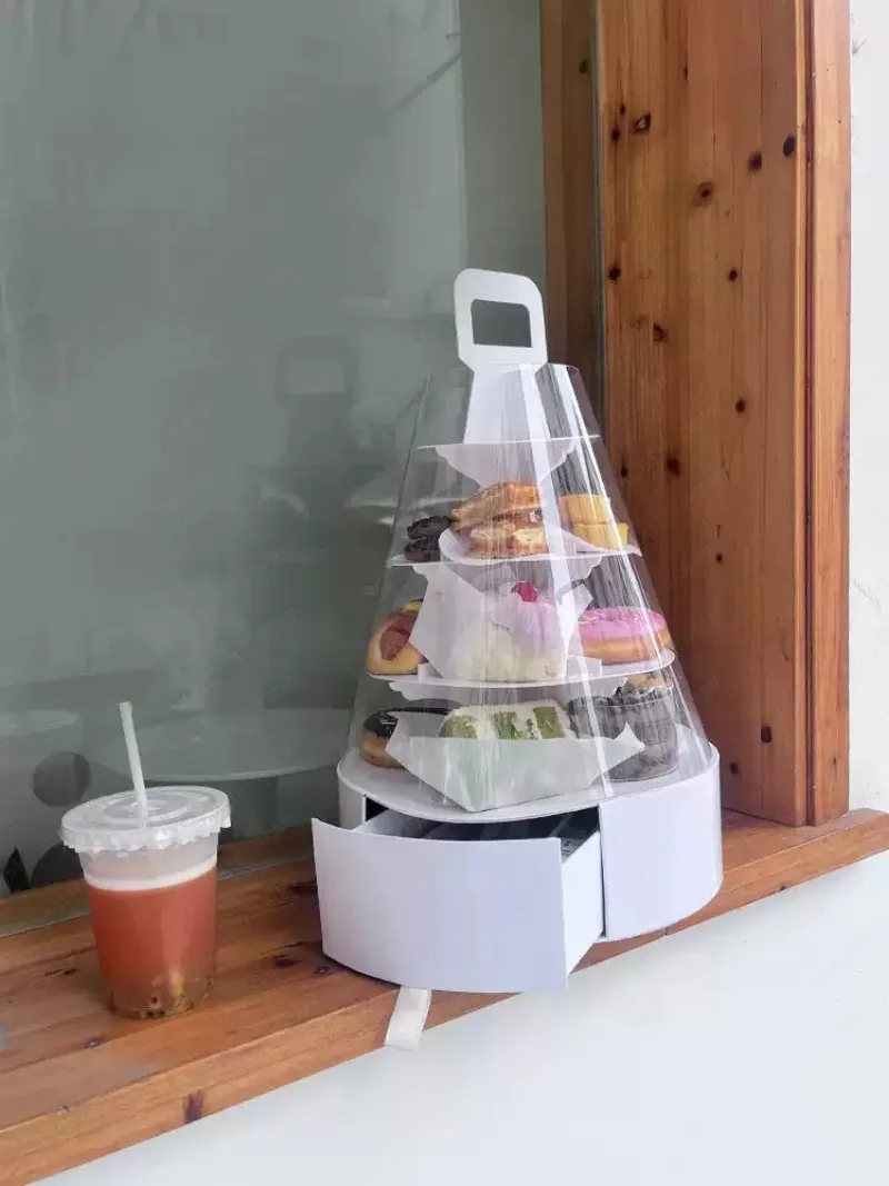 Round multi-layer three-layer transparent high-end holiday cupcakes, dessert high-rise cake boxes, dessert packaging packing