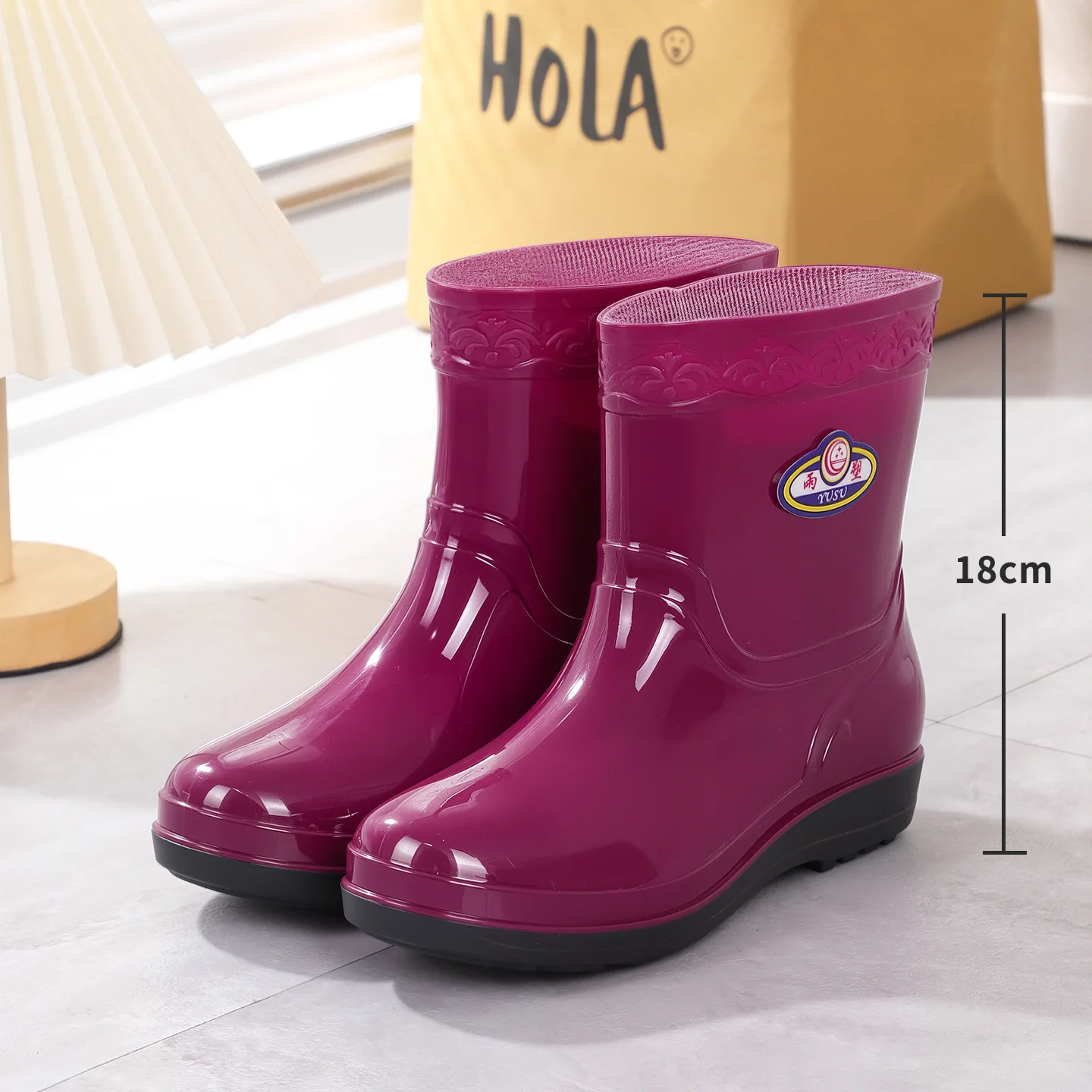 

New Women's Rain Boots Short Tube Women's Water Shoes with Cotton and Rubber Sleeves Commuting Boots Dirt Resistant Women Shoes