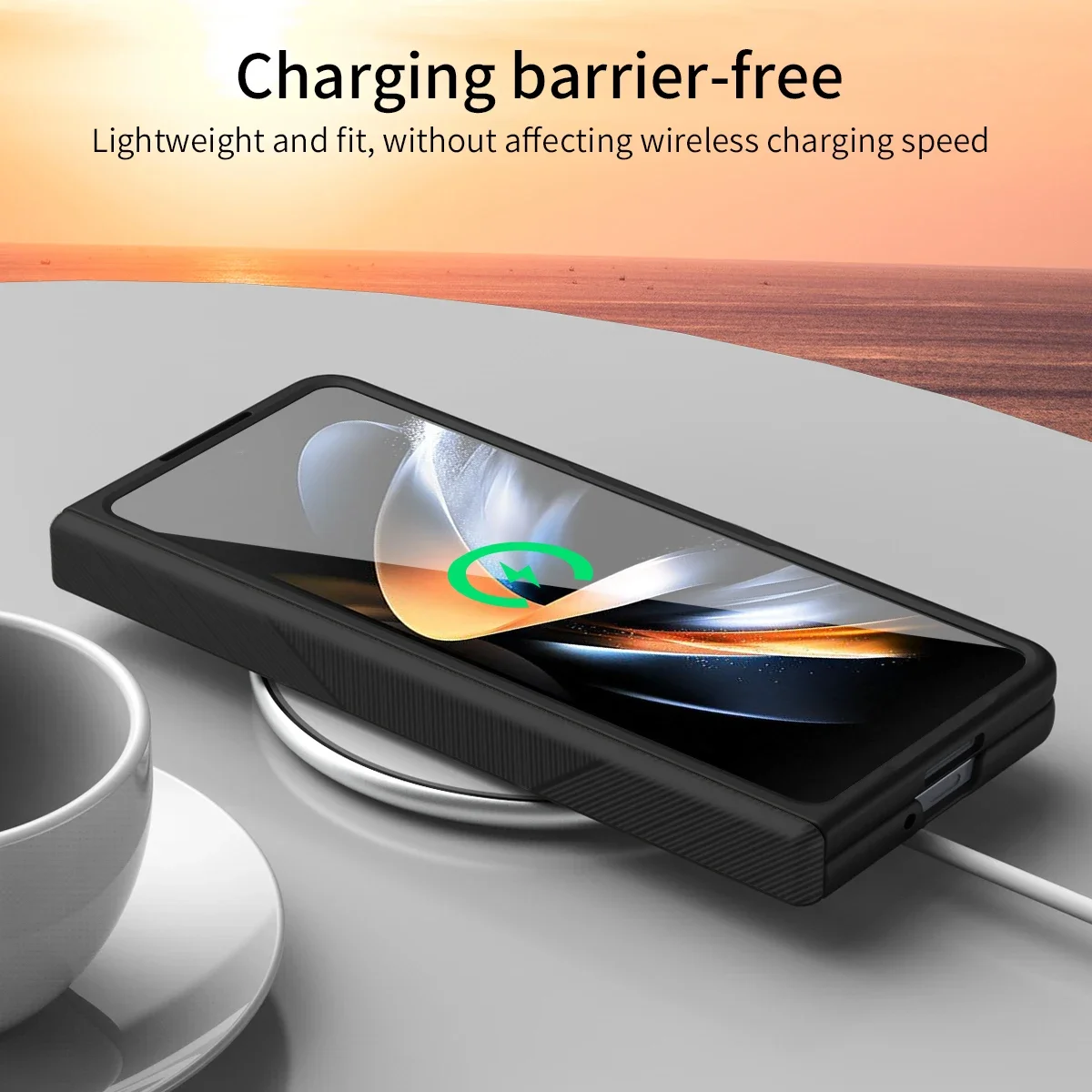 حافظة مفصلية للتسوية مع شاشة أمامية ، حماية بغشاء زجاجي ، غطاء صلب ، Samsung Galaxy Z Fold 4 ، Fold 4