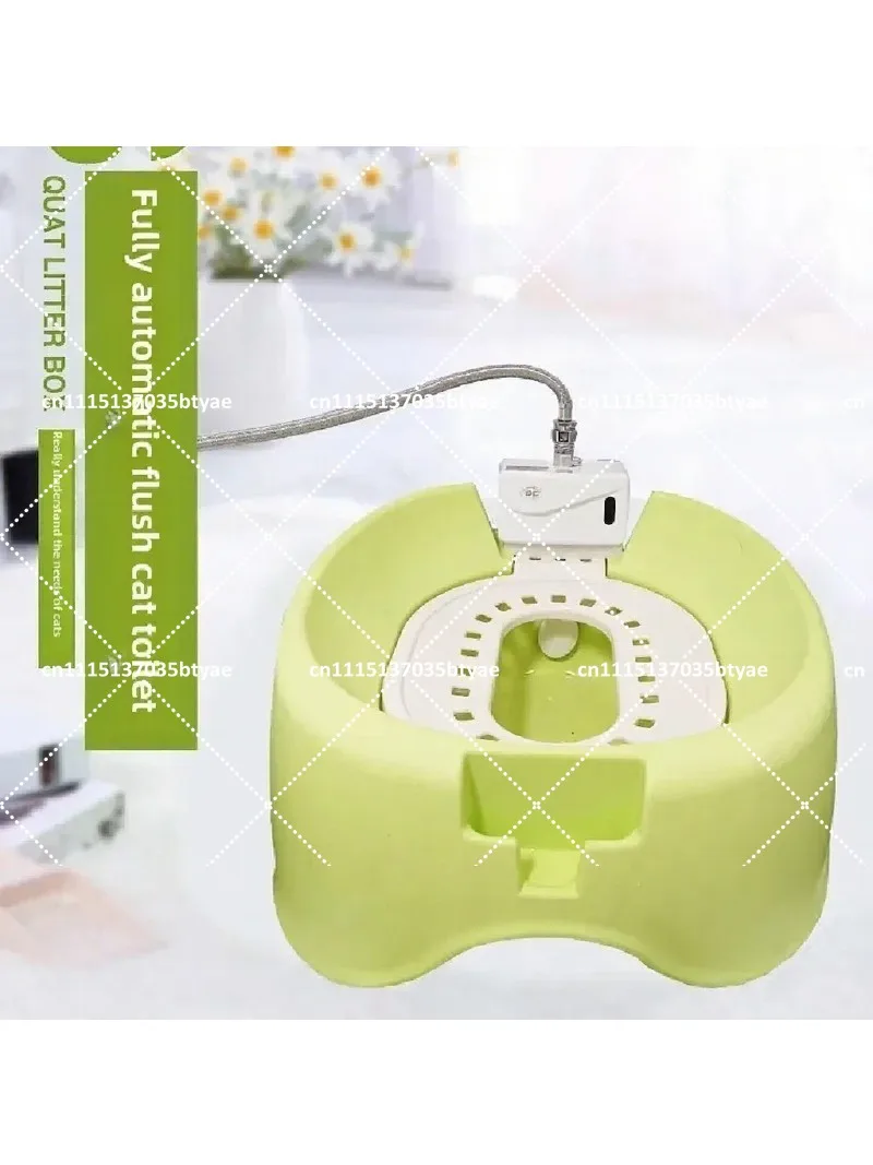 Automatic Self-Cleaning Cat Litter Box Open Top with Odor Control Infrared Induction Flushing Toilet for Indoor Cats Pet Care
