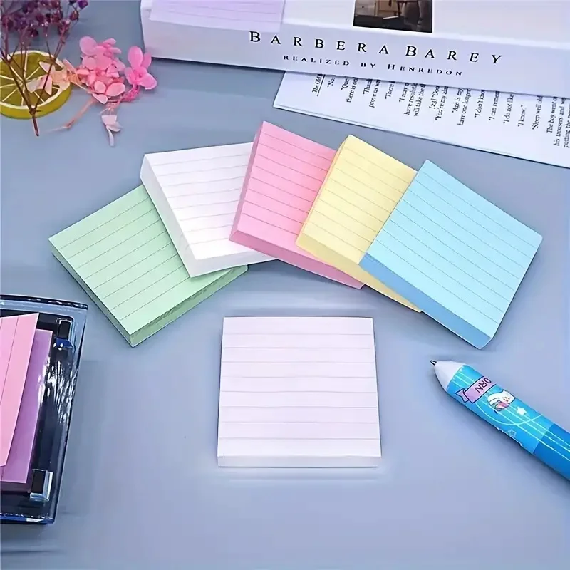 3×3‘’ Lined Sticky Note Pad, Multi-colored Self-stick Notes Pad with Lines