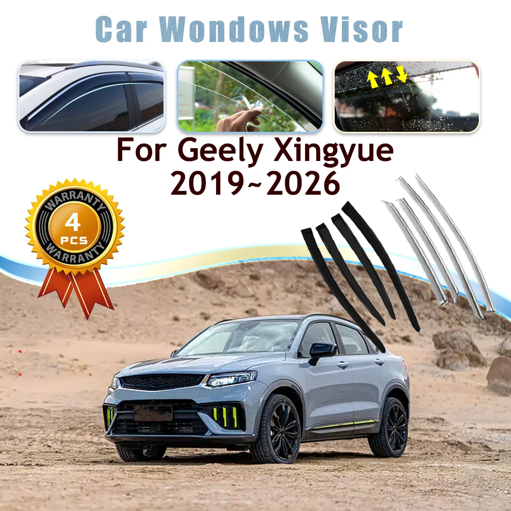 

Car Window Visors For Geely Xingyue S Tugella FY11 2019~2026 Rain Guard Deflector Windshields Awning Trim Cover Auto Accessories