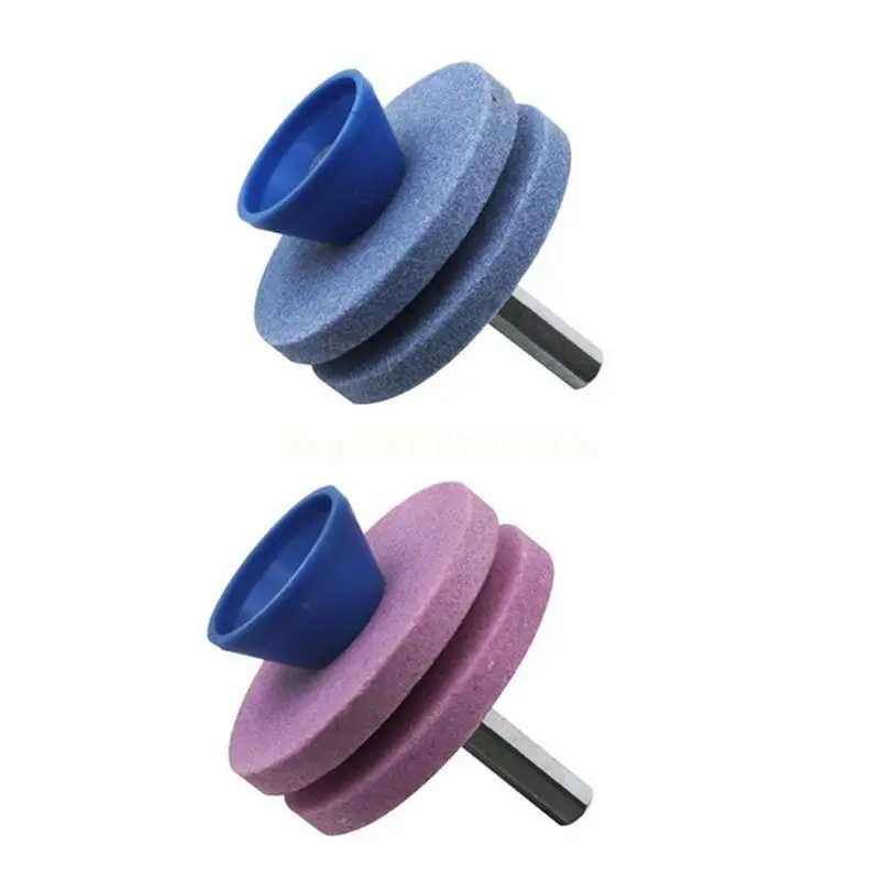 Universal Lawn Mower Sharpener Double Layer Grinding Wheel Stone for Power Drill, Durable Garden Tool for Lawnmower Main