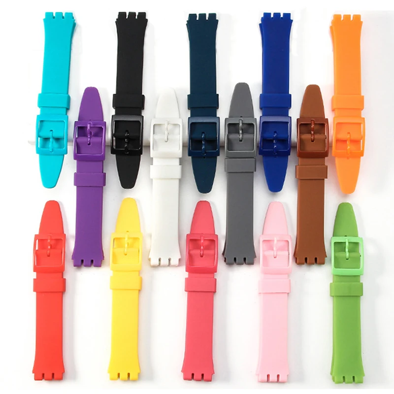 12mm 16mm 17mm 19mm 20mm Colorful Silicone Strap Watchband for Swatch Waterproof Rubber Replace Band Watch Accessories