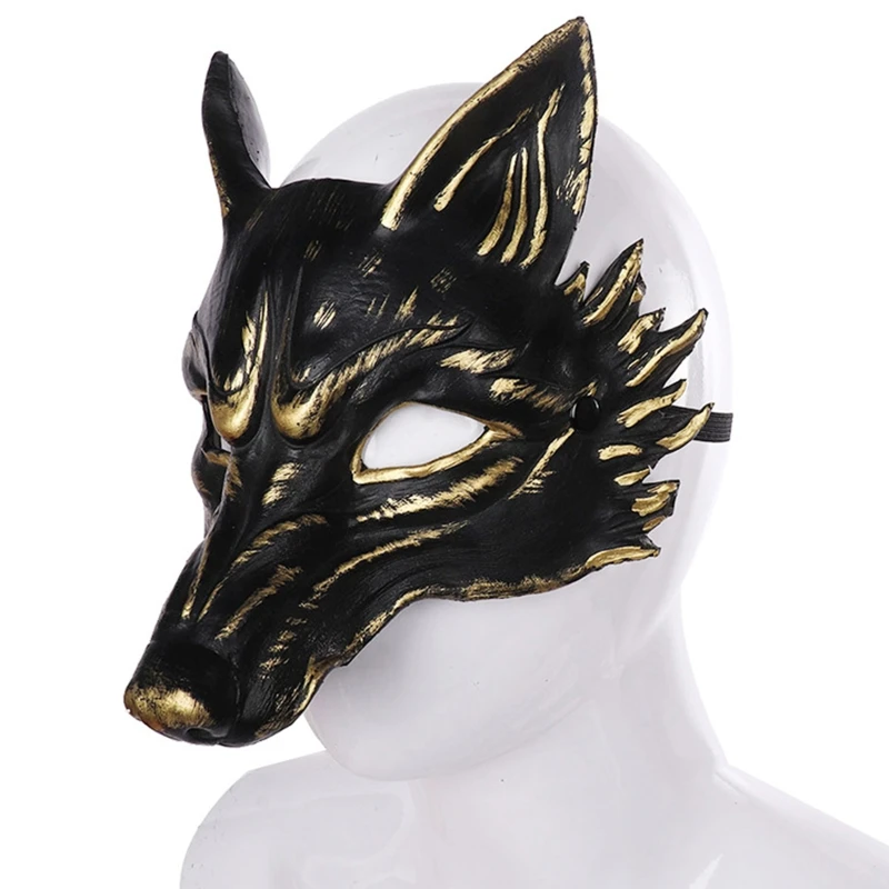 Wolf Mask Cosplay Halloween Party Fox Half Face Mask Headgear Outdoor Ornament Men Costume Masquerade Dress up