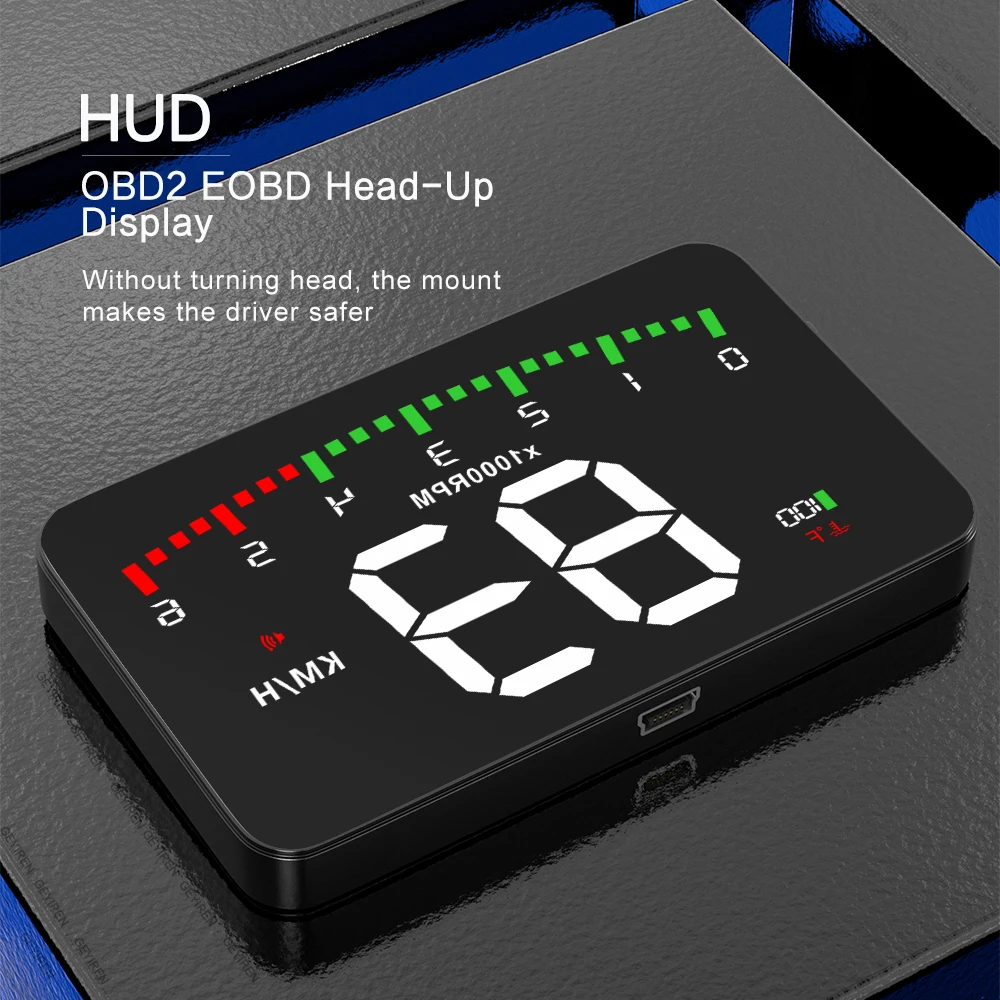 

OBDHUD A900 Car OBD2 HUD Head Up Display Digital Speedometer Auto Windshield Projector Safety Alarm Water Temp RPM KMH MPH