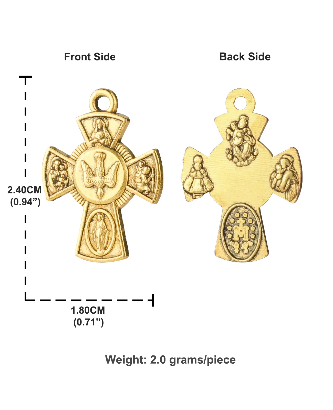 10Pcs Four Way Cross Pendant Catholic Holy Spirit Dove Medal Crosses Baptism Devotional DIY Making Jewelry Accessories