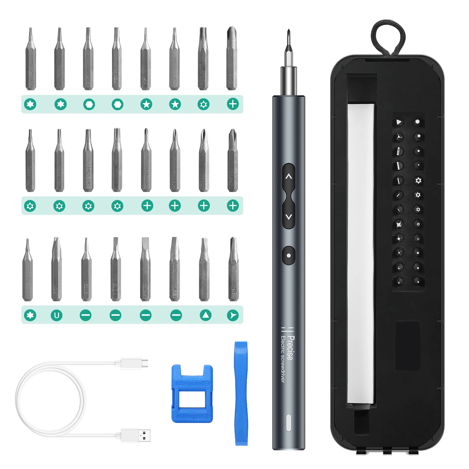 

ORIA Electric Screwdriver Upgraded 28 in 1 Precision Power Screwdriver Set Portable Magnetic Repair Tool Kit with 3 LED Light