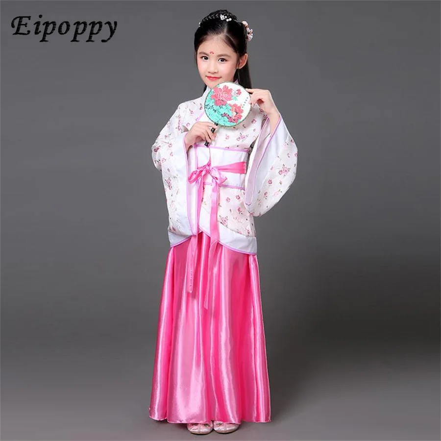 Vestido hanfu infantil, traje chinês antigo, roupas folclóricas, performance de dança, vestido tradicional para meninas, sete fadas