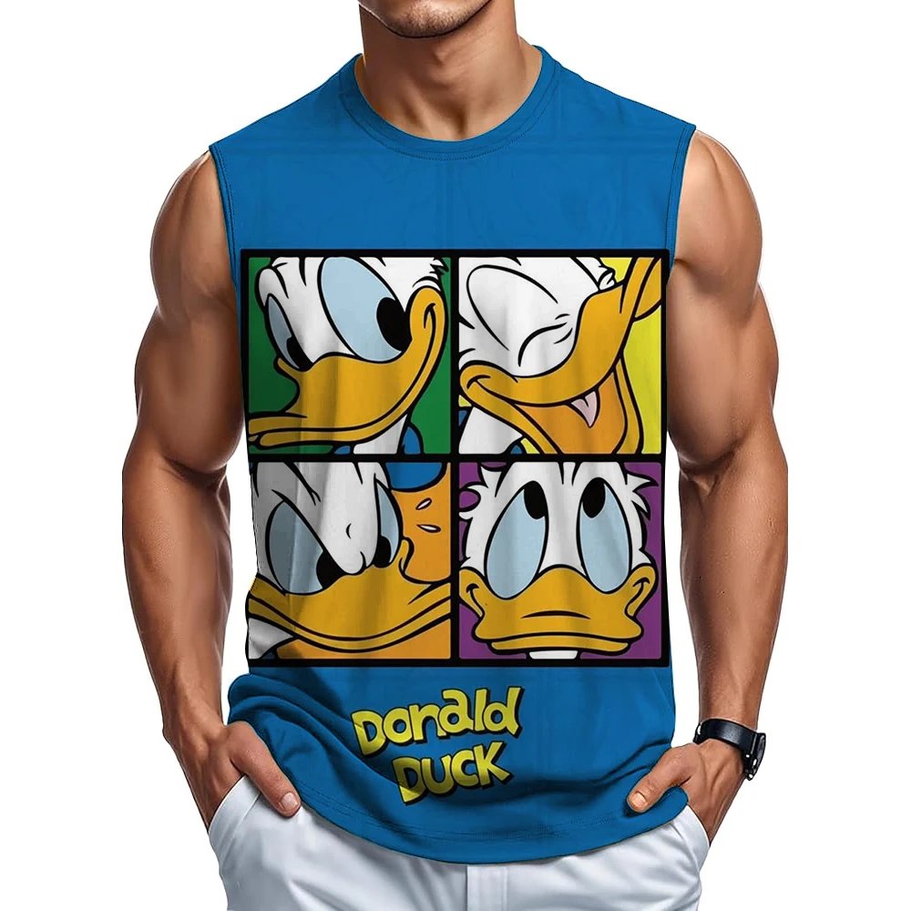 

2025 Mens Disney Donald Duck Funny Print Tank Tops Fashion Summer Sleeveless Basketball Quick Dry Tops Breathable Clothing