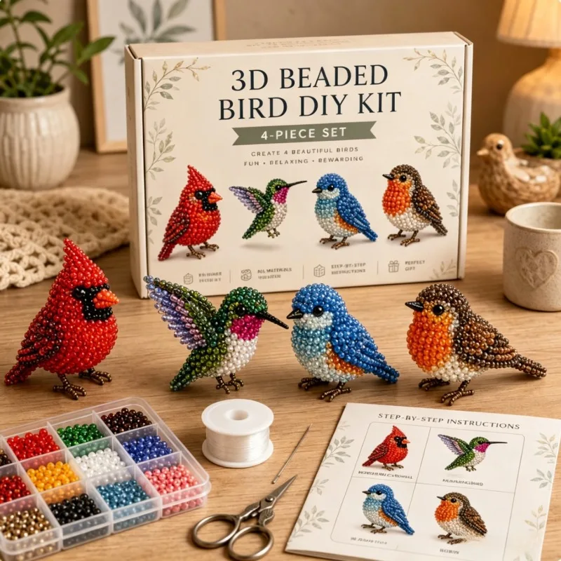 Adult & teen animal beaded miniature 3d beaded animal diy kit, includes colorful beads and instructions, perfect for creative view 5