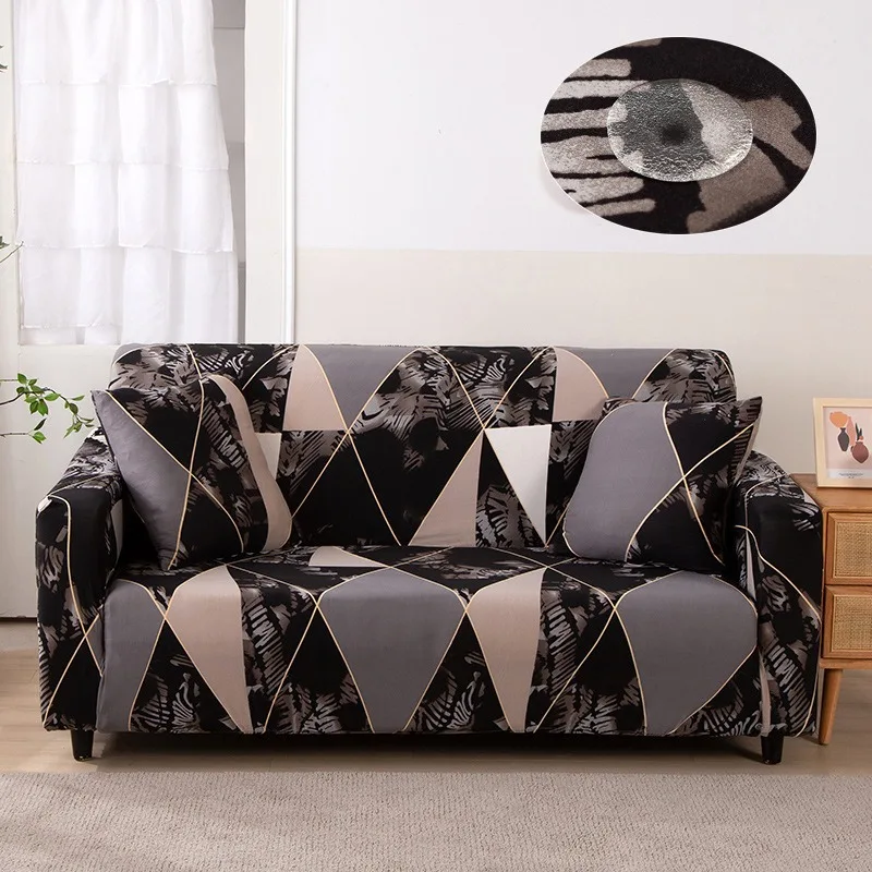 Waterproof Stretch Sectional Sofa Cover Printed Colorful Full-Cover Slipcover Combination Sofas Four Seat-Width Ranges Cm
