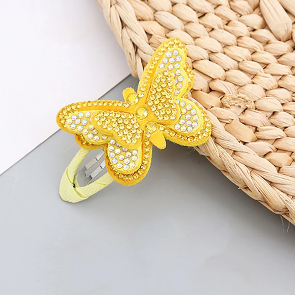 

4pcs Butterfly Hair Clips Rhinestone Accessories for Girls Headwear Snap Closure Hair Barrettes Toddler Decorative