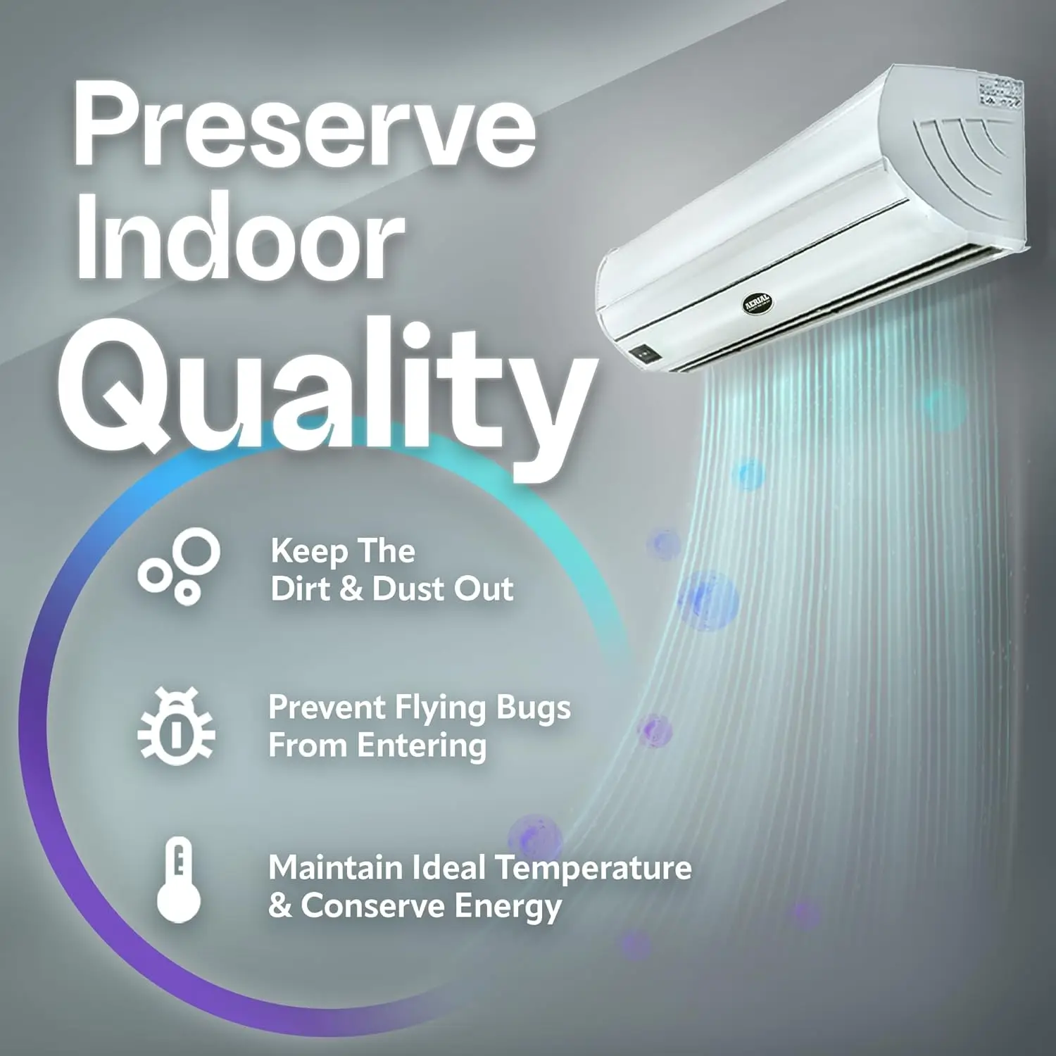 Air Curtain Fan - White 60 Inch Air Door - UL Certified Heavy Duty - Commercial Super Power Indoor Over D