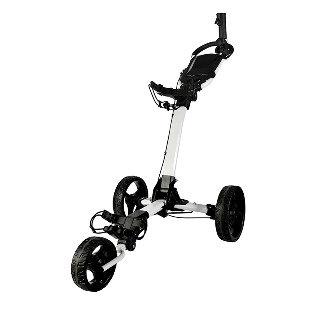 2024 Golf Push Pull Cart Foldable Collapsible Golf Trolley Easy Pull And Push Aluminum 3 Wheels Customized Logo Golf Trolley