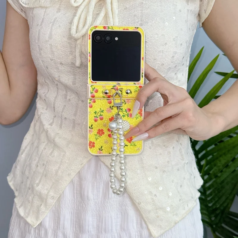 

For Motorola Moto Razr 60 Ultra Case Razr 50 Ultra Hard Diamond Pearls Design Bracelet Protective cases Mobile Phone Cover