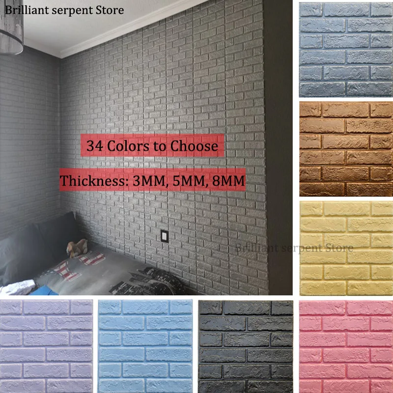 

3D Wall Stickers Self Adhesive Foam Brick 70X77cm DIY Room Decor 3D Wallpaper Wall Sticker For Living Room Kitchen Wall Decor