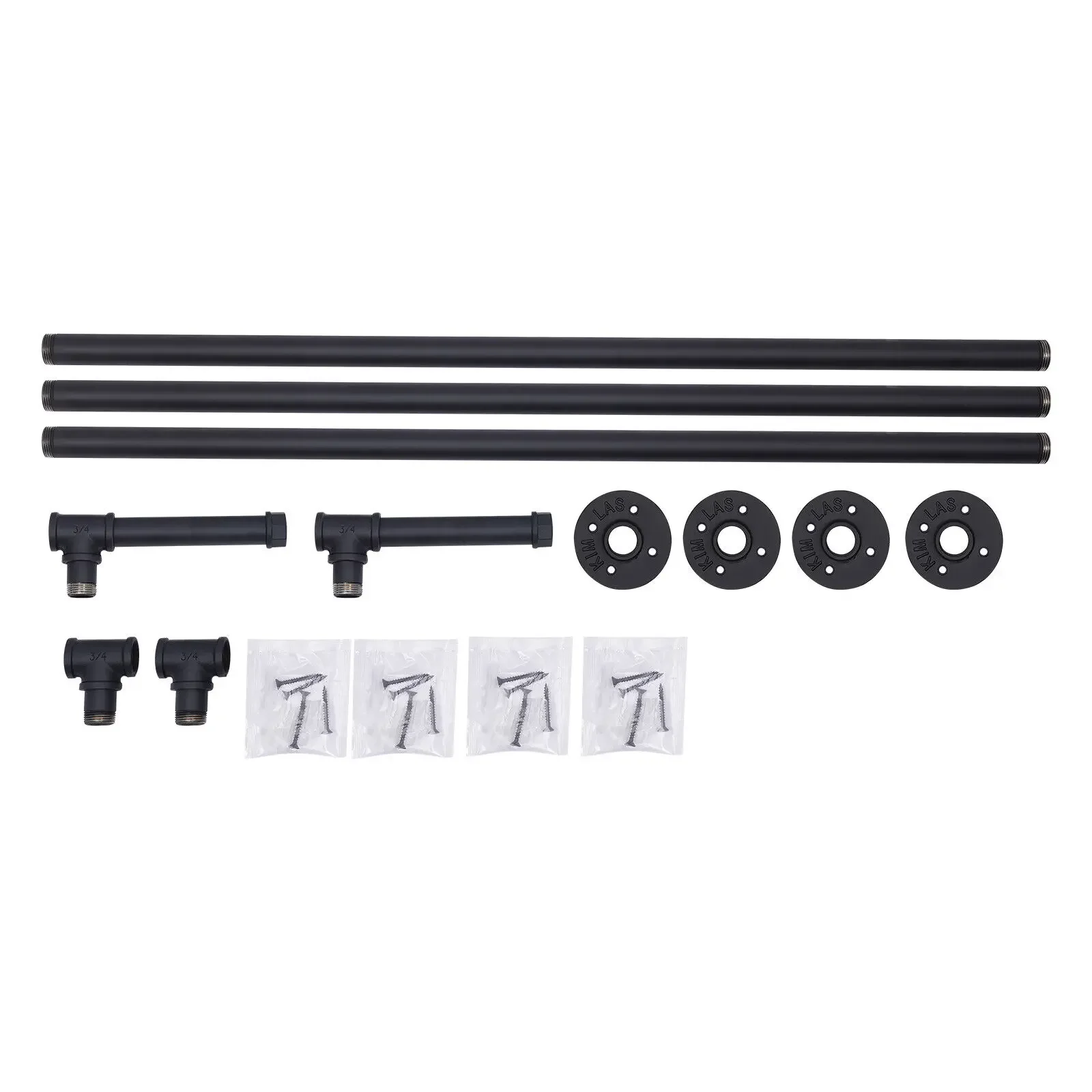 10 FT Staircase Handrail Black with 4 Wall Support Industrial Iron Handrail