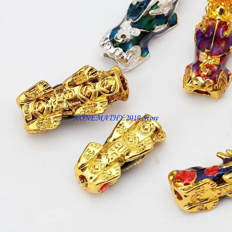 

F42F Metal Chinese Feng Shui Lucky Bead Amulet Jewelry Making Beads with Large Hole